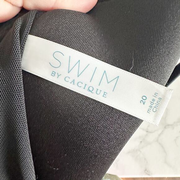 Cacique Lightly Lined No Wire Black One Piece Swimsuit women's plus size 20 NEW - Picture 9 of 11